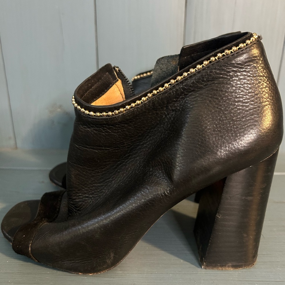 Coach Black Leather Open-Toe Ankle Boots | Size 7 - Picture 4 of 9
